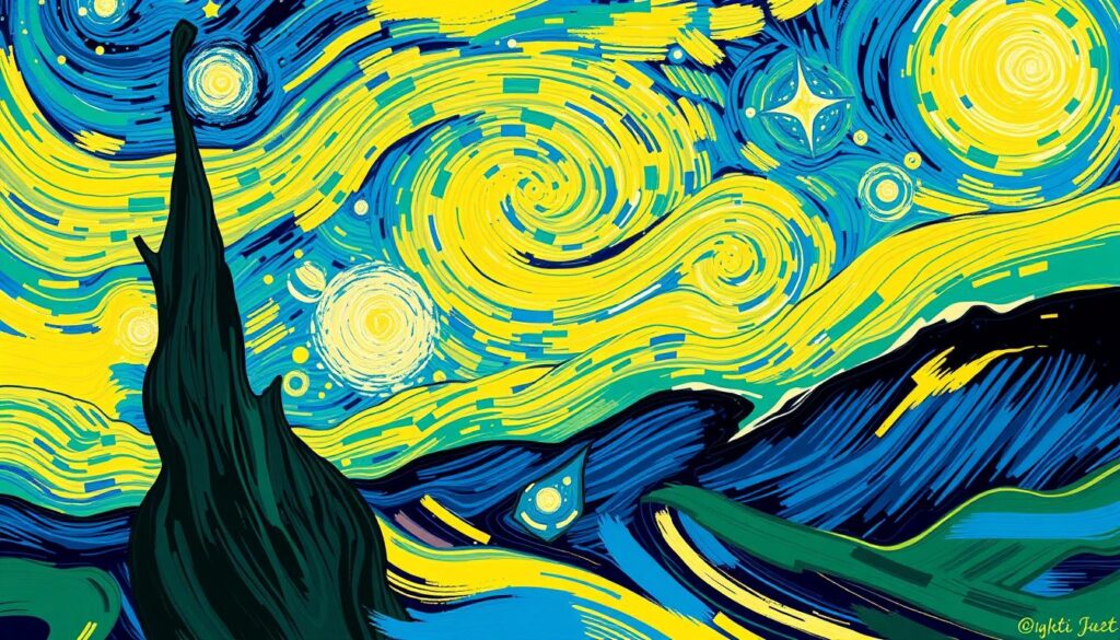 técnicas de pintura de Van Gogh e cores vibrantes