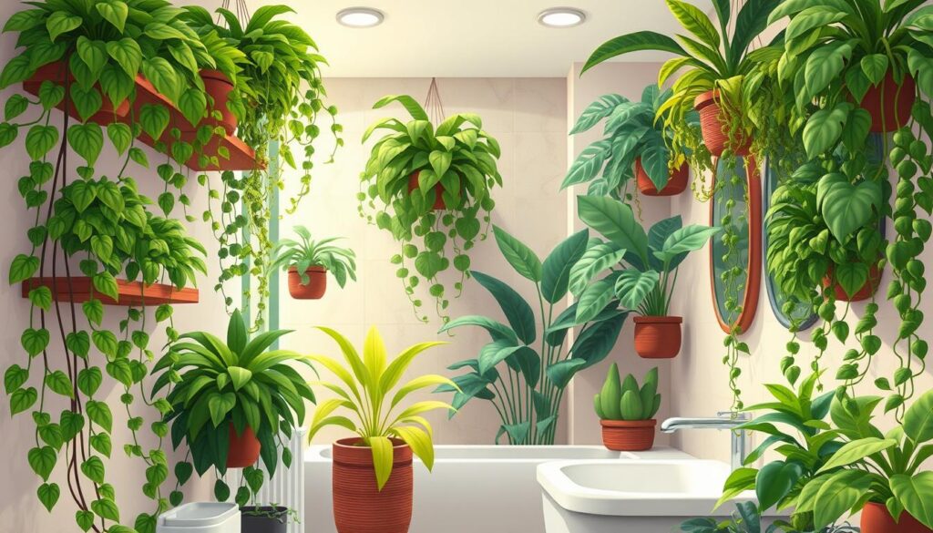 plantas no banheiro